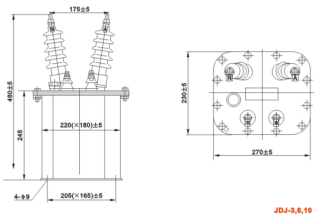 电压互感器外形及安装尺寸图